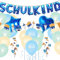 Einschulung Deko Set für Junge, Folienballon Schulkind Girlande + Schultüte und Schulranzen Banner + Schuleinführung Schulanfang Luftballon + Zuckertüten Konfetti