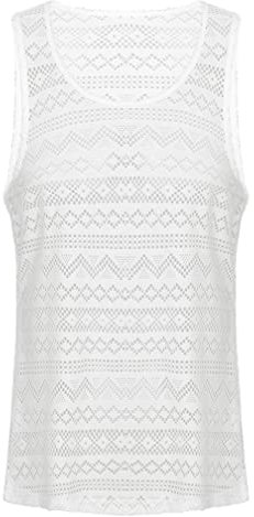 ranrann Camisetas de Tirantes Hombre Camiseta Transparente Músculo para Hombres Chaleco Malla Rejilla Sexy Camiseta sin Mangas Deporte Gym Fitness Adulto Blanco B 3XL