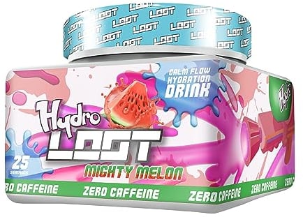 HYDRO LOOT - Mighty Melon Hydration Game Booster / 25 Portionen ohne Koffein/Hydration Drink mit Vitaminen & Pflanzenextrakten / 150 g Energy Pulver