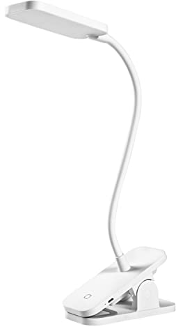 LEDVANCE PANAN Clip liseuse mobile et lampe de table, blanche, 5,2W, 130lm, sur batterie, clip et tête flexible, module LED avec lumière blanc froid (4000K), capteur tactile pour allumer/éteindre