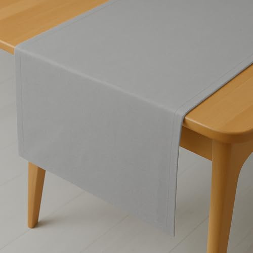 DecoHomeTextil Leinen Optik Tischläufer Läufer Eckig 33 x 160 cm Hellgrau Abwaschbar Wasserabweisend Fleckschutz Pflegeleicht mit Saumrand