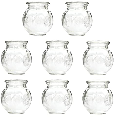 jojomis Lot de 8 ventouses chinoises Acupoint en verre avec couvercle plat pour cheminée et technique coulissante - N° 3