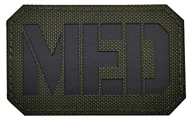 Reflektierender MED Patch IR Infrarot EMT EMS Sanitäter Medizinischer Stern des Lebens bestickter Stoff Moral Emblem Patches Schlaufe Haken Applikation Verschluss Rückseite (Grün)