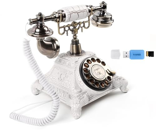 Kvynzz Audio Livre d'or Téléphone avec artisanat rétro classique pour mariage confessionnel, fête d'anniversaire, événements spéciaux (blanc)