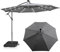 COSTWAY Ombrellone da Giardino con 40 Luci a LED, con Sacco di Sabbia, Ombrellone 300 cm con Altezza Regolabile, Ombrellone con Manovella per Giardino Piscina Patio, 300 x 300 x 250 cm (Grigio)