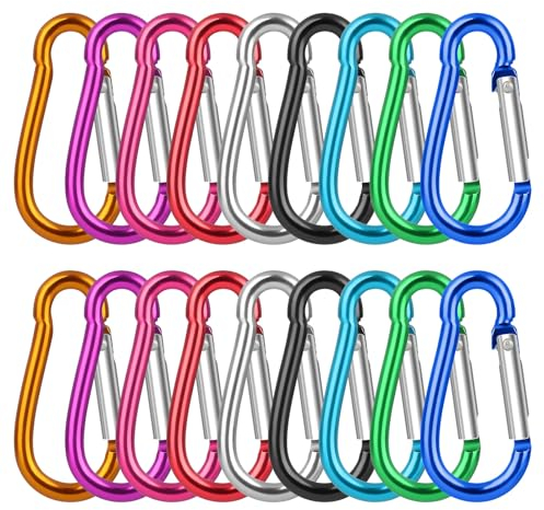 18 Pcs Small Spring Snap Hooks Clip Mini Ring Clip Hook Multicolor Aluminum Locking Key Chain Clips,1.6inch Multicolor Locking Key Chain Clips for Camping,Traveling Hiking Keychains Keyring Outdoor