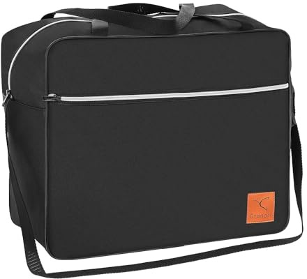 Granori Handgepäck Reisetasche 45x36x20 cm - Leichte Flugzeug Bord-/ Kabinengepäck Tasche 32 l | Max. Maße Flug Gepäck Koffer Kabinentasche für easyJet (Silber-Schwarz)