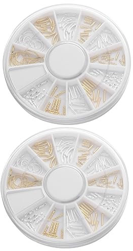 Beavorty 2 pcs 12 nail stones metal trim nail sparkle metallic nail art 3D nail decals gold nail nails decoration nail gemstones nail glitter flakes DIY nail decals equipment alloy child