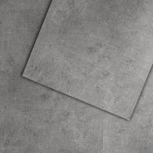 Mulgreat - PVC Bodenbelag Galena - Selbstklebende Vinyl-Fliesen - Vinylboden - Betoneffekt - Grau- 60,96 cm x 30,48 cm x 1,5 mm - Dicke 1,5 mm - 2.23m² / 12 Fliesen