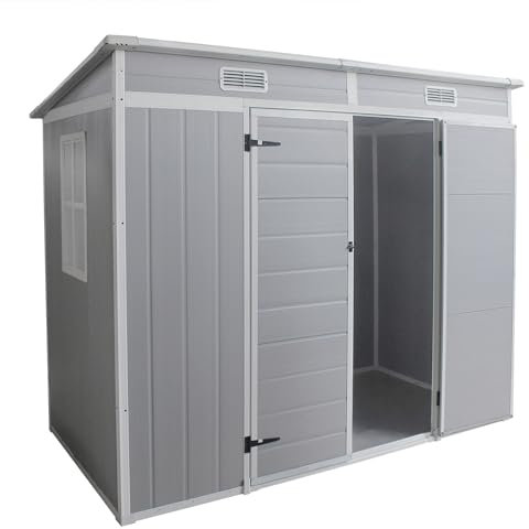 Panana Plastic Garden Storage Shed Outdoor Storage Includes Plastic Floor, Strong Structure House Tool Shed Utility Chest Shed Box (D20-226 x 112x 183cm)