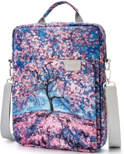 molshine Multi-purpose 11 Inch Tablet Sleeve Shoulder Bag,Handle Carrying Case for iPad Pro M4 10/9/8/7th,Air M2 5/4th 10.9,Samsung Galaxy Tab S8/S9,Trolley Sleeve Design(Cherry Blossoms)