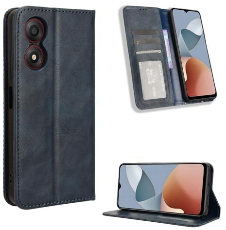 COMAKU Cover ZTE Blade A34, Custodia a Portafoglio Pelle con Supporto e Chiusura Magnetica - Blu