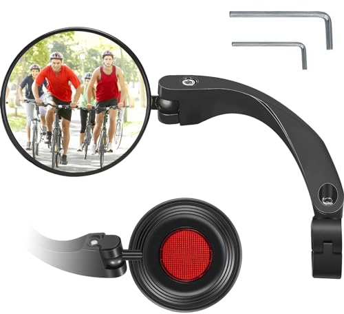Fahrradspiegel für Lenker 18-26mm, HD Fahrrad Rückspiegel Links, 360° Drehbar Konvexer Spiegel für E-bike E-Scooter, Fahrrad Spiegel Klappbar mit Rückreflektor, für Links Rechts
