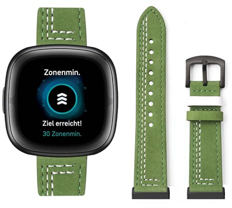 HAZARA Lederarmband Kompatibel für Fitbit Versa 3/Versa 4 Armband Leder Armband Weiches Echtleder für Herren Damen Ersatzarmband Einstellbar Armbänder mit Fitbit Versa 3/Versa 4 (H,Versa 3/4)