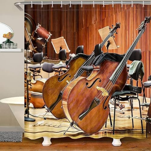Duschvorhange 180 x 180 Cello, 3D Duschvorhang Cello Badewanne Vorhang Anti Schimmel Wasserdicht Duschvorhänge Waschbare Badezimmer Vorhänge mit 12 Haken v1362