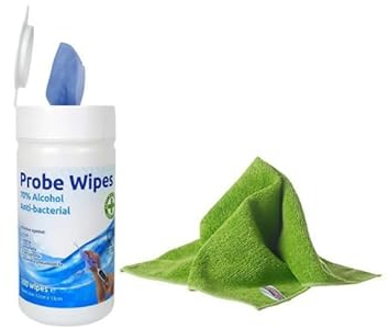Antibacterial Wipes - 1 x Tubs of 200 Alcohol Wipes for Cleaning Surfaces and Kitchen Food Probes – Disinfectant Sterile Probe Wipes Food Safe With Microfibre Cloth X1