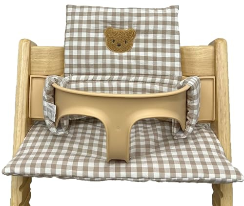 Sitzkissen für Stokke Tripp Trapp Hochstuhl, Rutschfest Hochstuhl Sitzkissen Set, Bio-Baumwolle Baby Sitzkissen, Ersatzbezug Bezug Sitzkissen Kissen für Kinderhochstuhl, Babystühle mit Tasche (02)