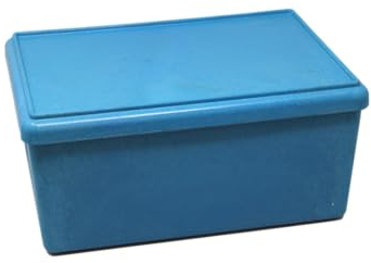 WISSNER RE-Wood Aufbewahrungsbox Blau, 4l für Kita & Grundschule - Stapelbare Box mit Deckel - Umweltfreundliche Lagerlösung für Spielzeug & Materialien - Robust & Praktisch