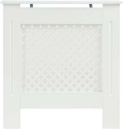 Panana Classic Radiator Cover Wall Cabinet, MDF Wood Cabinet Shelf Heating Covers for Living Room, Hallway,White Diamond Style (Small)