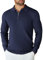 COOFANDY Herren Strickpullover Polo Kragen Pullover Reißverschluss Half Zip Männer Langarmpullover Sweatshirt Basic Pulli Marineblau 3XL