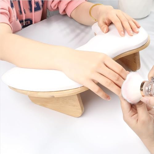 lootaan U-shaped Arm Rest for Nails Tech, Nail Arm Rest with Detachable Brackets Microfiber PU Leather Manicure Hand Rest Pillow for Nail Tech Must Haves Manicure Tools (White)