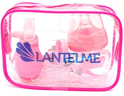 Lantelme Babypflege Set für Neugeborene 8 teilig mit Pflegeartikel für Ihr Baby in Rosa | Babypflegezubehör mit Nasensauger Pipette Fläschchen Schere Nagelpflegeset für Säuglinge