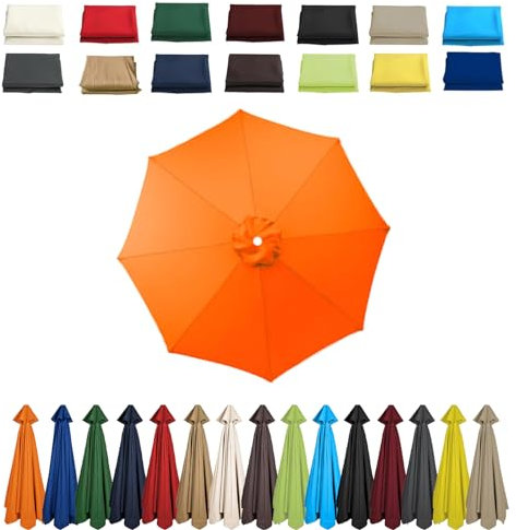 2 m, 2,3 m, 2,5 m, 2,7 m, 3,0 m - Housse de rechange pour parasol de terrasse, 6/8 baleines - Housse en tissu - Auvent de rechange pour parasol déporté, cour, jardin, Orange, 3.0m-8 Streben