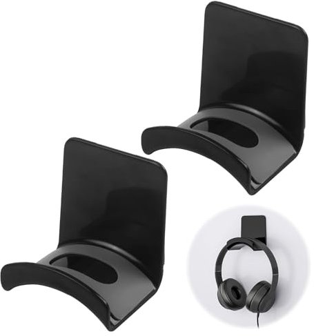 Cxxtkcxxlc 2 Pcs Porta Cuffie da Scrivania Universale, Supporto Con Nastro Adesivo Resistente, Pratico e Premium, Fissaggio a Parete per Auricolari da Gaming, Nero