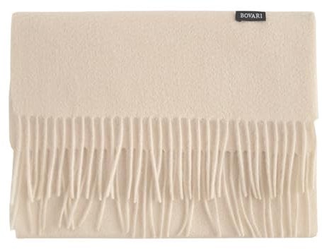 Bovari Kaschmir Schal Herren – 100% Kaschmir/Cashmere – Premium Qualität – 180 x 31 cm - viele Farben (creme/hell-beige)