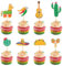 Silars Pinata Kaktus Cupcake Topper, 24 Stücke Tortendeko Fiesta Mexicana Deko Geburtstag, Mexiko Kaktus Tortenaufleger für Cupcake DIY Deko für Geburtstag, Party, Fiesta
