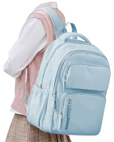 OUXUNDAI Rucksack Coole Jungen Mädchen Laptop Schoolbag, Middle High High Capacity School Rucksack, Teens School Bag Damen Freizeit -Rucksack Für Frauen-Hellblau