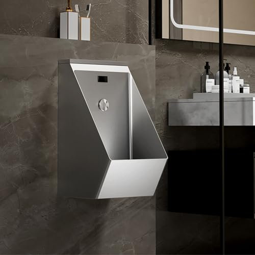 Urinoirs pour Hommes pour Toilettes, Urinoir Temporaire pour Toilettes Extérieures, Urinoir Mural Acier Inox, Smart Splash à L'épreuve des Capteurs, pour Les écoles, Lieux Publics(Silver)