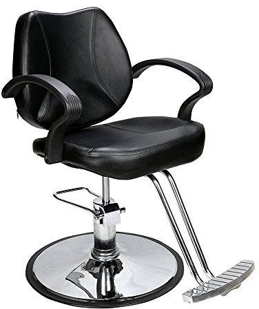Barberpub Silla de peluquería 2057BK - Silla de peluquería (altura regulable, hidráulica, piel sintética), color negro