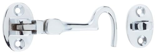 Keypak Wire Cabin Hook Traditional Style Door Gate Security Hardware Wooden Gates Latch Door Lock Hook Lock, (Chrome Plated, (L)75mm)