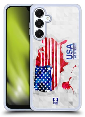 Head Case Designs Vereinigte Staaten Von Amerika Geometrische Karten Gelhülle [Militärischer Schutzgrad] Kompatibel Mit Samsung Galaxy A16 5G Und Kompatibel Mit MagSafe