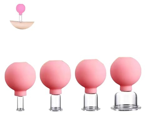 4 PCS Plastic Facial Cupping Set | Silikon-Vakuum-Sauger | Schröpfmassage-Therapie | Ein Kit für Anti-Cellulite, Anti-Falten und Instantly Ageless Skin | für Augen, Gesicht und Körper