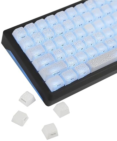 YMDK Ice Crack Shine Through Keycaps 123 Side Print PC MDA Profile Cool Creative Custom Keycap for 60 75 100% MX Mechanical Keyboard