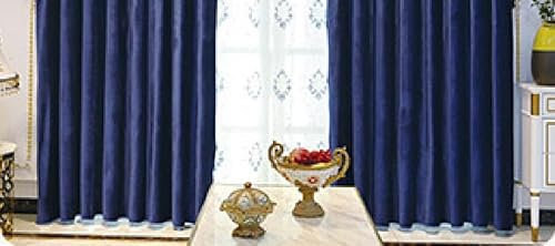 Wycian Gardinen Wohnzimmer Vorhang Samt Dunkelblau Verdunkelung 2er Pack Unifarbe H274 x B137 cm (2er Pack)