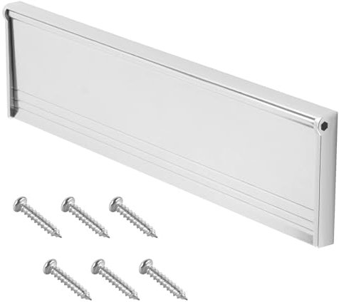 Door Letterbox Flap 11.5 Inch 1 Set, Chrome Letter Box Cover for Front Door with Draught Excluder Brush and Sprung Prevents Draughts Coming Through Compatible with UPVC Composite Wooden Doors Silver