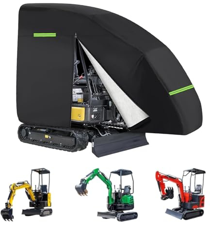 Housse de protection intégrale imperméable 420D pour mini pelleteuse, convient aux modèles de 800 à 1600 kg, bâche respirante avec ourlet élastique, fermeture éclair et bande réfléchissante, contre la