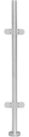 Poteau de garde-corps en acier inoxydable de 110 cm pour escaliers, finition brossée, compatible avec verre de 8 à 12 mm, pinces et caoutchoucs, idéal pour les terrasses et les paliers d'intérieur
