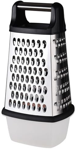 Gourmet Square Grater, 23 x 14 x 11.5 cm, Stainless Steel Grater, 4 Grating Surfaces, Ideal as a Potato Grater, Vegetable Slicer, Dishwasher Safe, Cheese Grater with Removable Storage Container