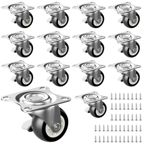 BREANIFULL 14 Stück Lenkrollen mit Bremse 25mm Möbelrollen Klein Tragfähigkeit 112kg Transportrollen 360 Grad Mini Räder Lenkrollen für Werkbankmöbel Oder Andere Geräte（Schwarz）