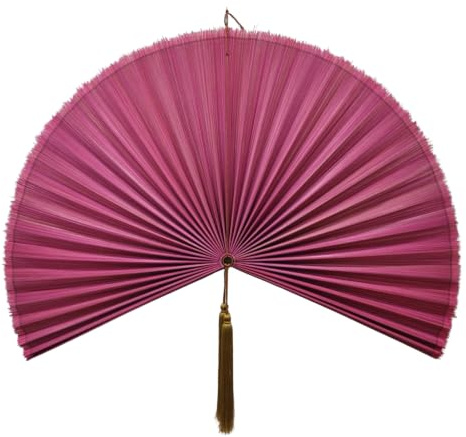 Handgefertigter großer Bambus-Wandventilator, beige dekorativer Ventilator zum Aufhängen an der Wand, Kopfteil oder Wohnzimmerdekor - gewebte Bambuskunst, Boho- & asiatisch inspirierte Heimdekoration