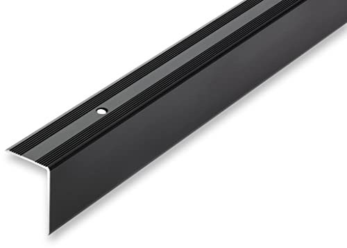 NALine® Treppenkantenprofil 30 x 42 x 1700 mm Treppenwinkel schwarz gebohrt inkl. Montageset Treppenkantenprofil Alu Winkel