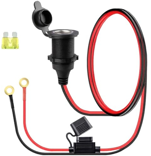 TAKUZA 12V Steckdose Wasserdicht, Zigarettenanzünder Buchse für Auto | KFZ Steckdose 12V/24V mit 12AWG Kabel & 20A Sicherung, für Wohnmobil, Boot, Motorrad