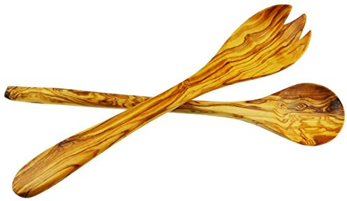 Olive-Wood-EA10l35-Olivenholz-Salatbesteck - Maserung/natürlich - 2er-Set