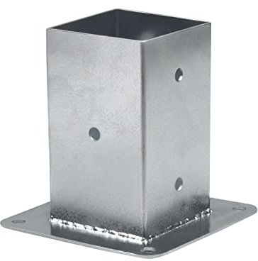Amig - Support de Fixation Carré en Acier 92 mm | Pour Clôtures et Poteaux | Résistant aux Intempéries et à la Rouille | Installation Jardin et Terrasse, Argent Métallique, Acier Zingué