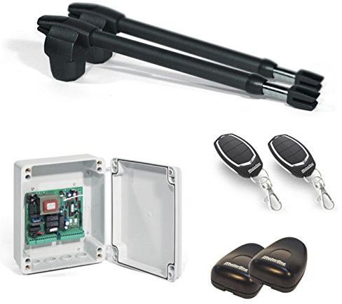 Kit Motor Puerta de Garaje batiente, Motorline Lince 400 230V, Kit para Puertas de Garaje batientes de 2 Hojas, Longitud máxima por Hoja hasta 3m, automatismo Puerta Garaje batiente