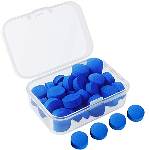kulannder 30 PCS Pool Cue Tipps 12 mm Billard Queue Stick Tipps mit Clear Box für Snooker Pool Queues (blau Cue Tipps)